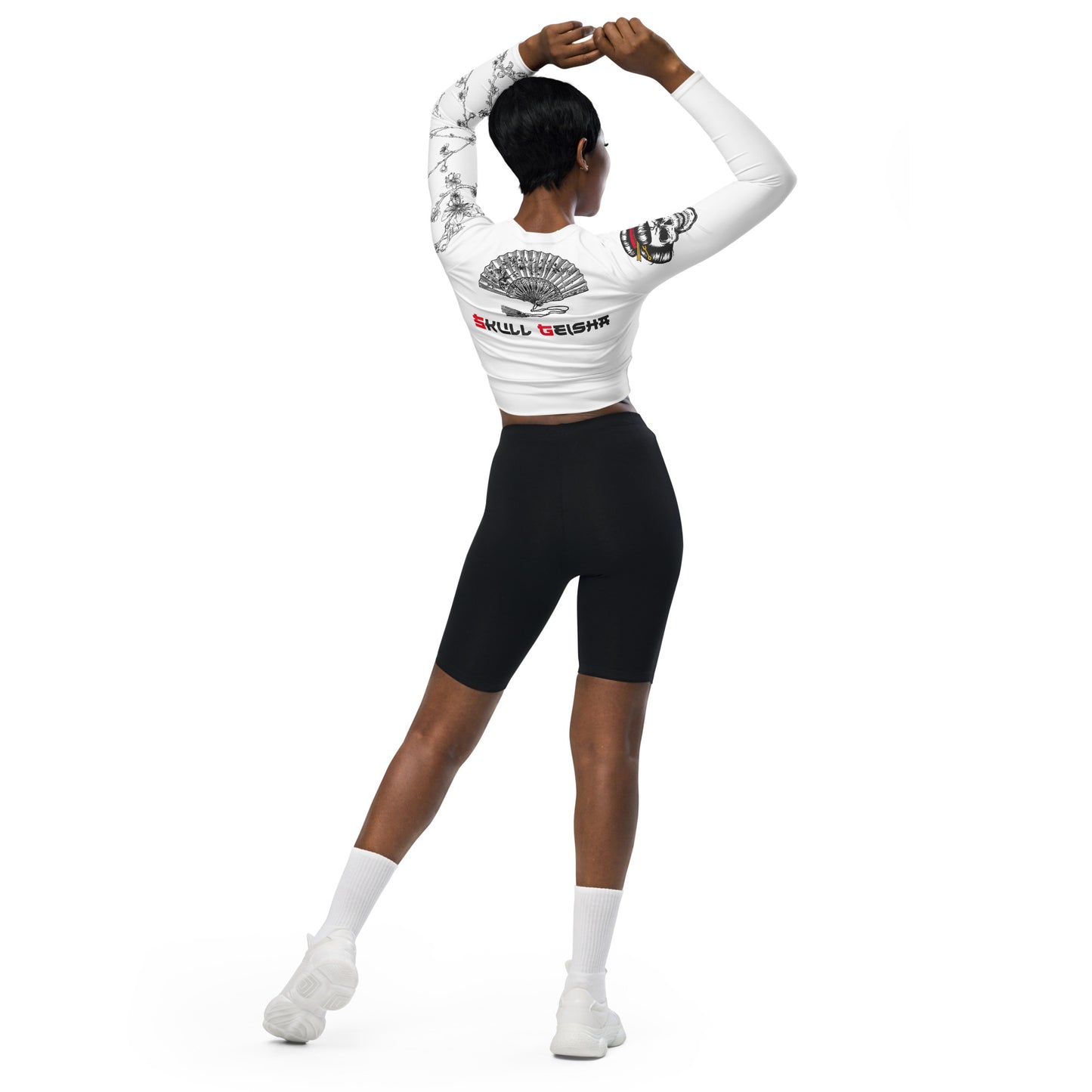 Skull Geisha Long Sleeve Crop Top